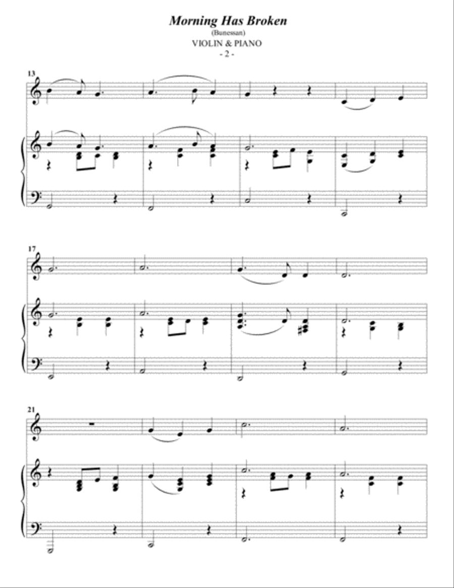 Morning Has Broken Violin Solo scores gallery preview page 2