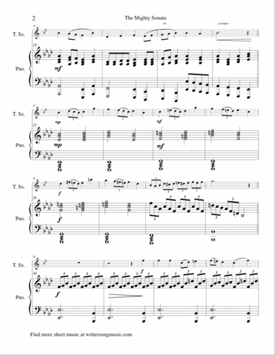 (I Sing The Mighty Power Of God & A Mighty Fortress Is Our God) The Mighty Sonata - Tenor Saxophone Tenor Saxophone scores gallery preview page 3