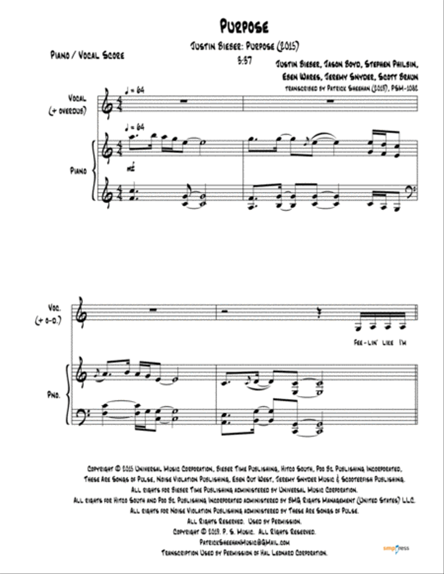 Purpose Voice Solo scores gallery preview page 1
