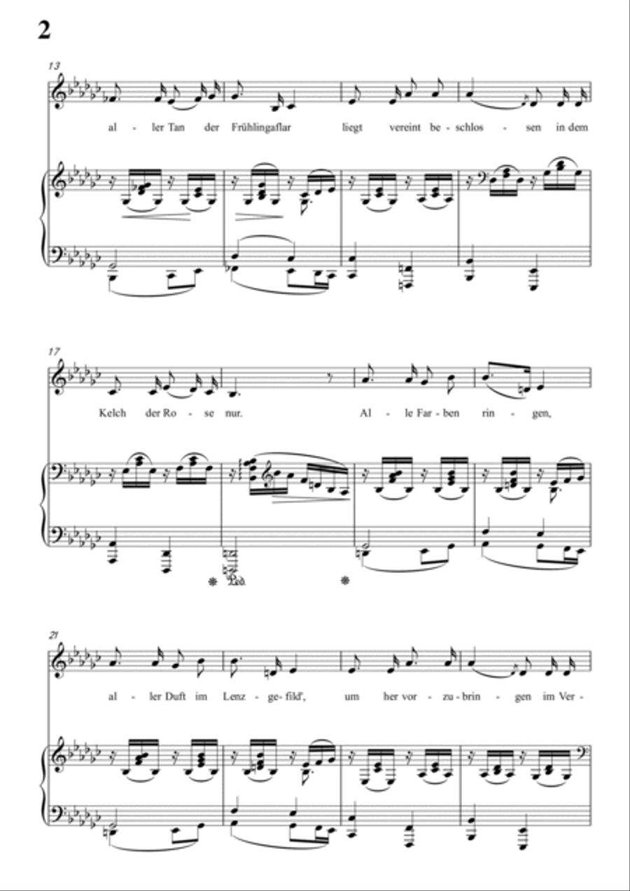 Schumann-Rose,Meer und Sonne in G♭ Major for Voice and Piano Voice Solo scores gallery preview page 3