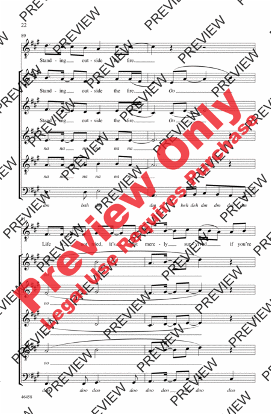 Standing Outside the Fire 4-Part scores gallery preview page 22