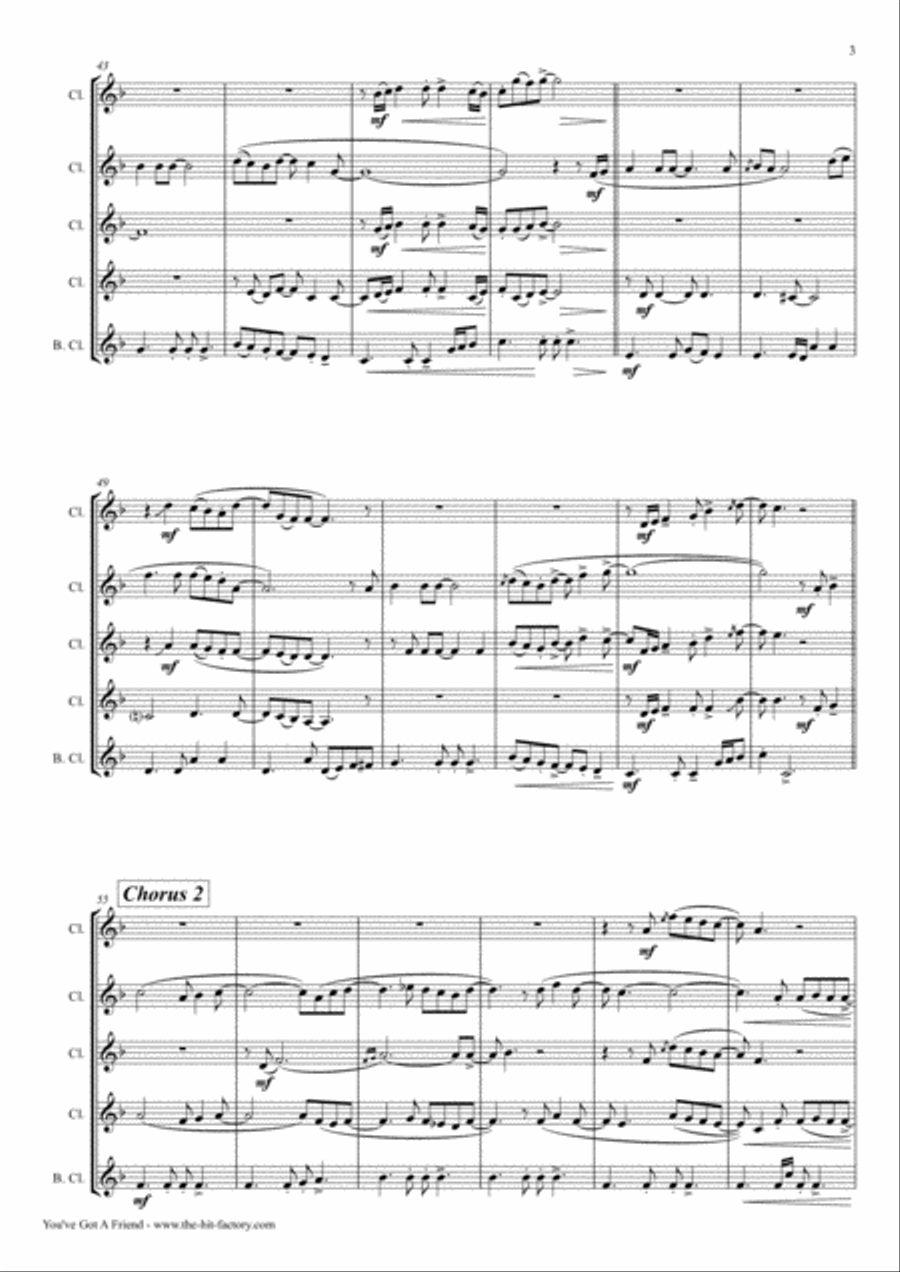 You've Got A Friend Clarinet Quintet scores gallery preview page 3