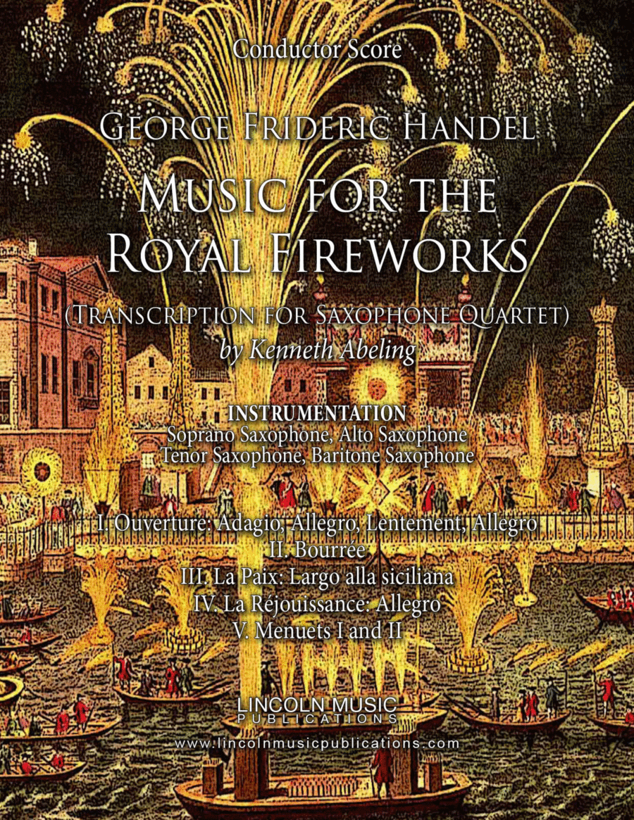 Handel – Music for the Royal Fireworks (for Saxophone Quartet SATB) Saxophone Quartet scores gallery preview page 1