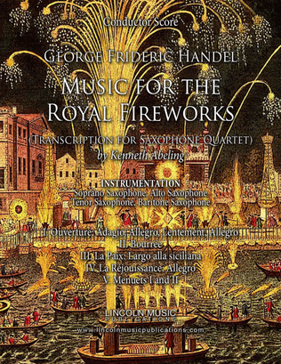 Book cover for Handel – Music for the Royal Fireworks (for Saxophone Quartet SATB)