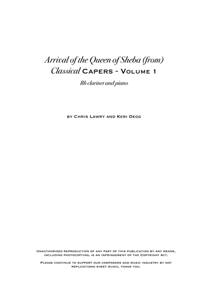 Arrival of the Queen of Sheba - Handel (but not as you know it!) includes original clarinet solo image number null