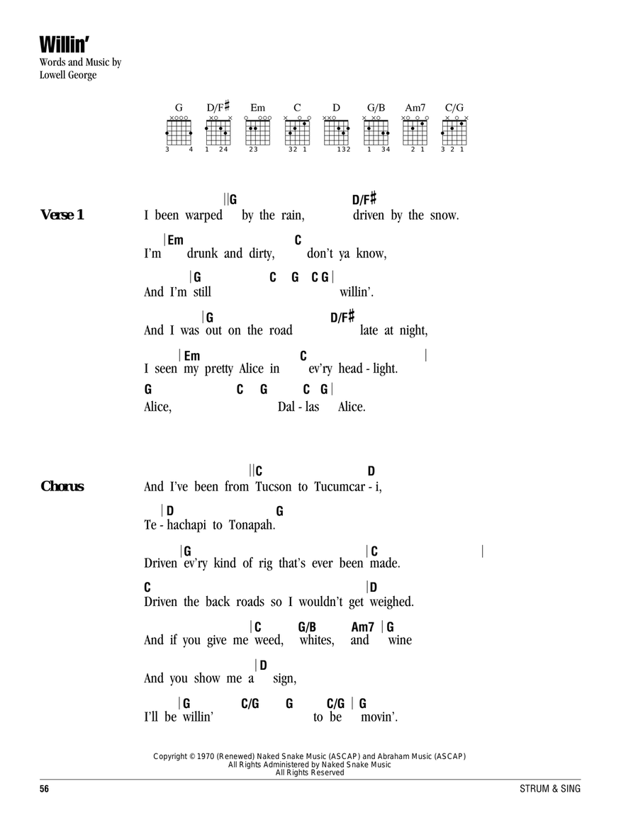 Willin' Acoustic Guitar scores gallery preview page 1