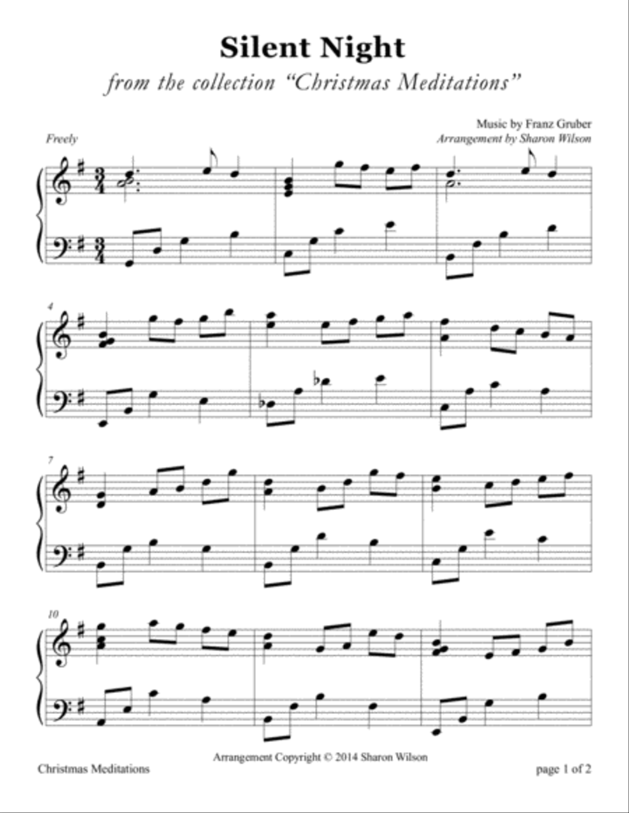 Silent Night, Holy Night (LARGE PRINT Piano Solo) Piano Solo scores gallery preview page 1