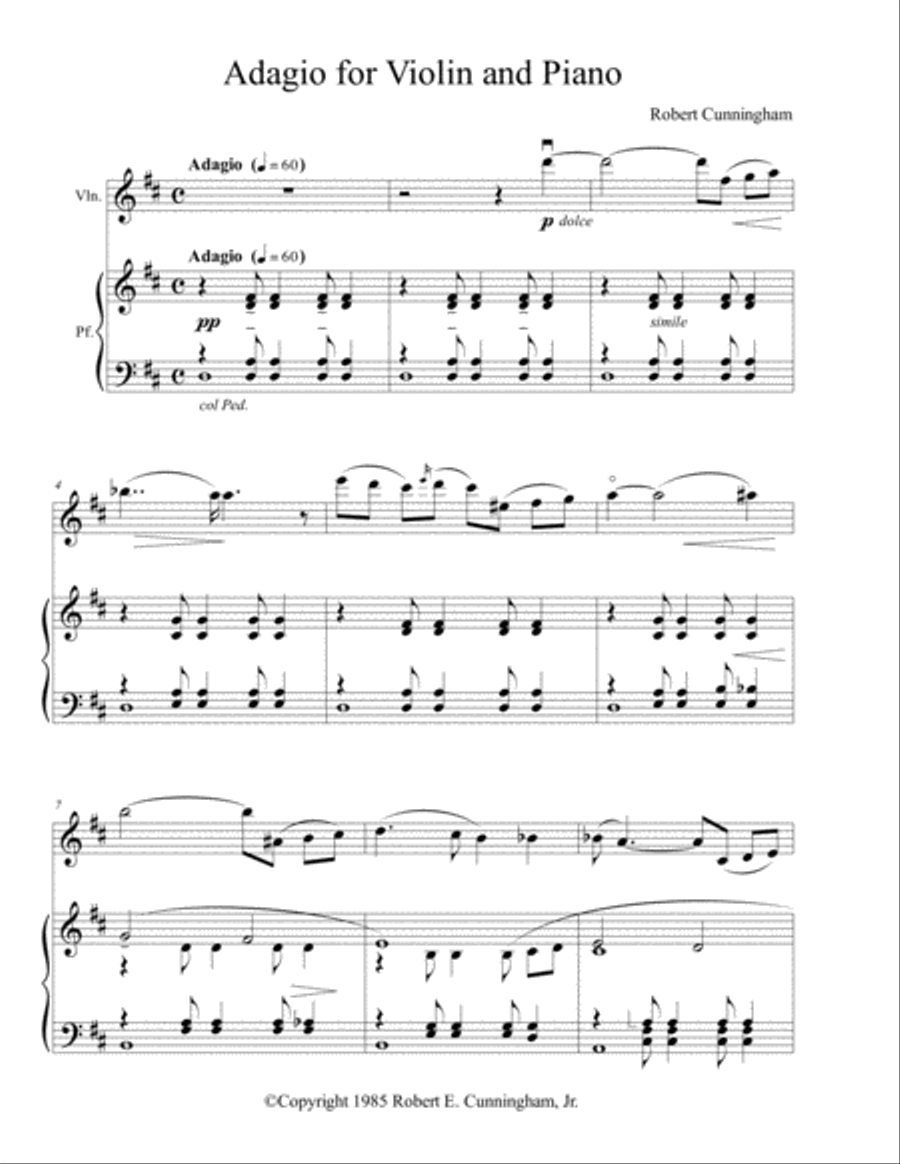 Adagio for Violin and Piano Violin Solo scores gallery preview page 2