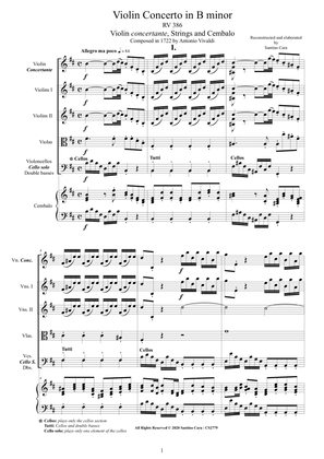 Book cover for Vivaldi - Violin Concerto in B minor RV 386 for Violin, Strings and Cembalo