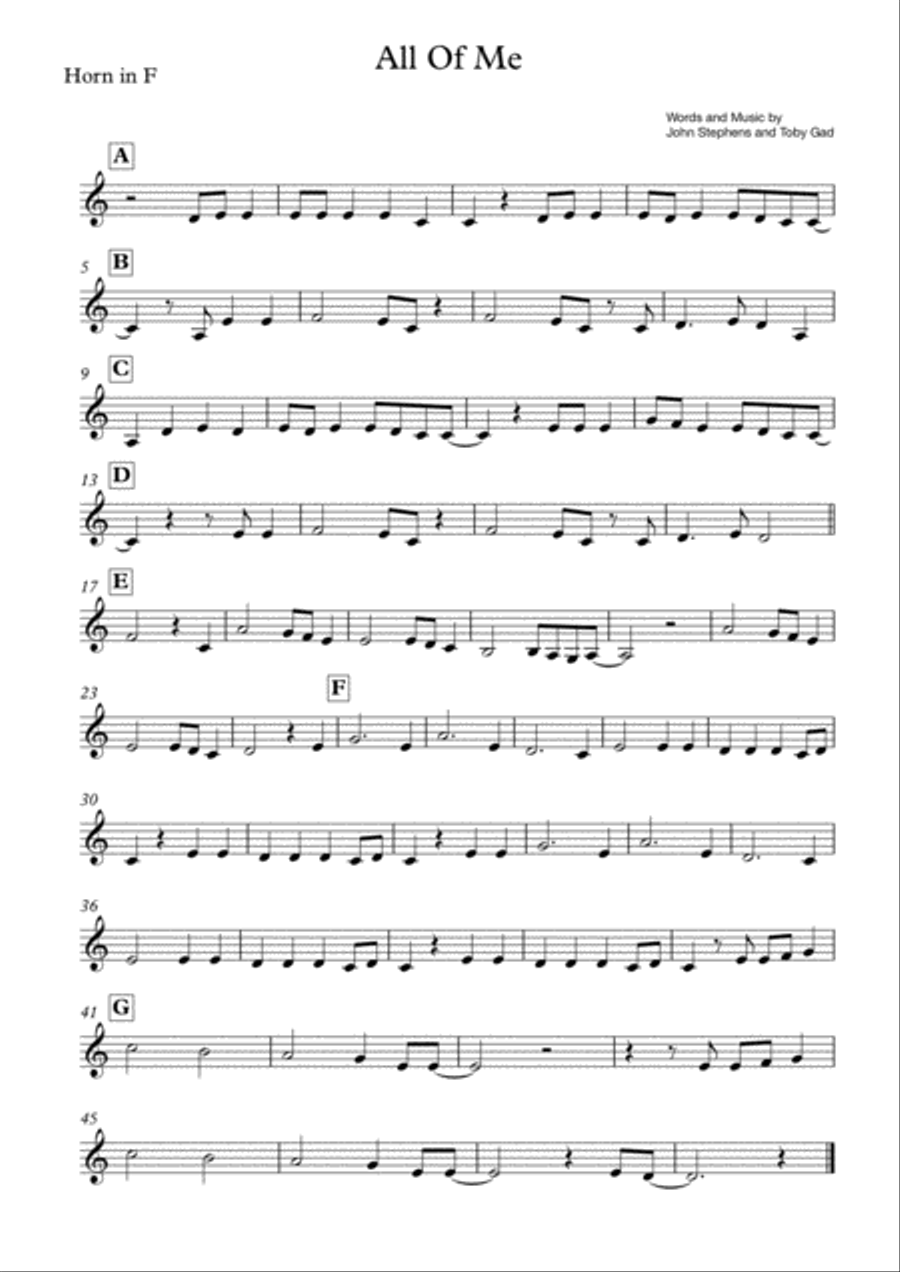 All Of Me Horn Solo scores gallery preview page 1