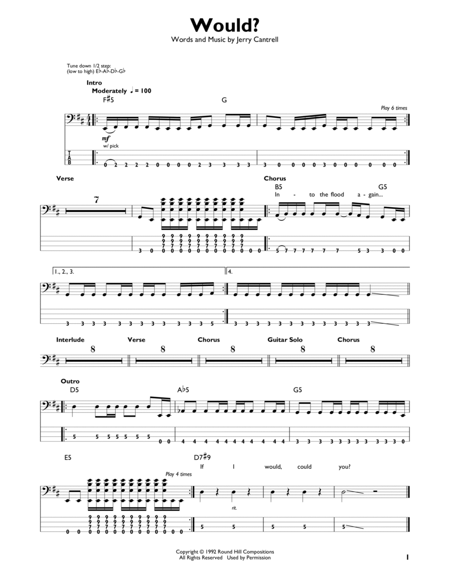Would? Bass Guitar scores gallery preview page 1