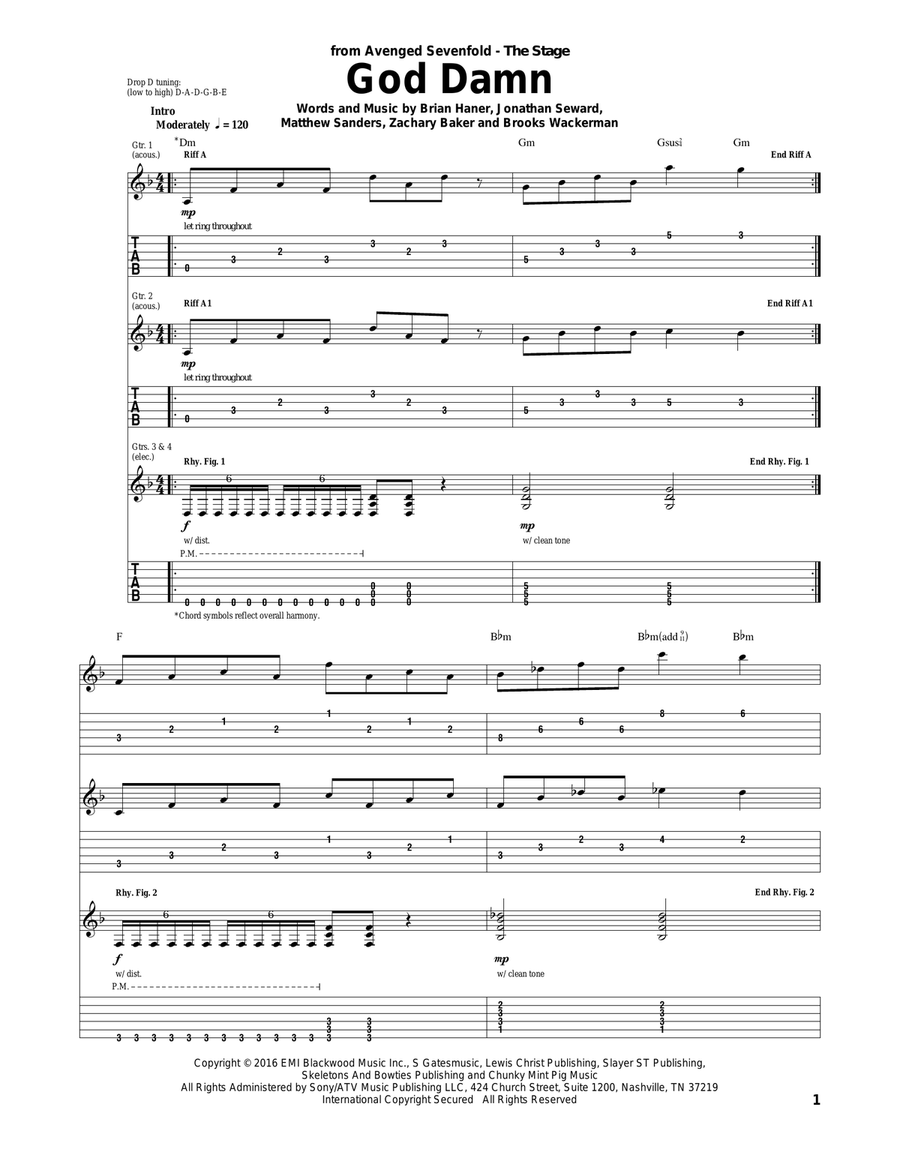 God Damn Acoustic Guitar scores gallery preview page 1