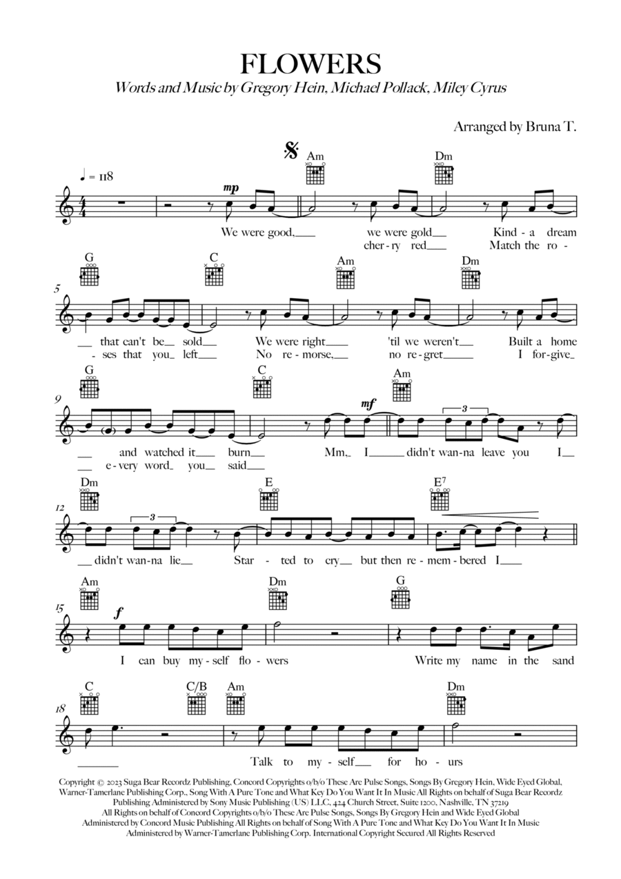 Flowers Easy Piano scores gallery preview page 1