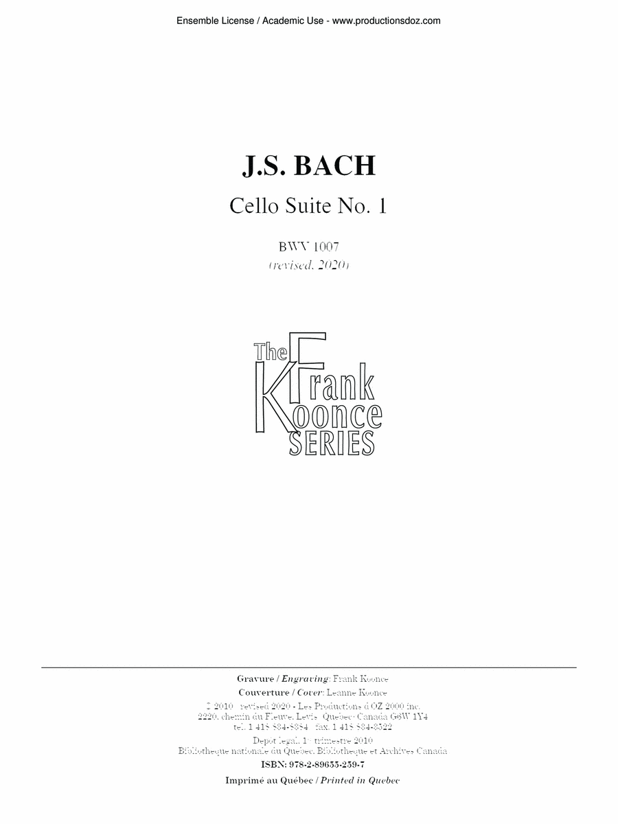 Cello Suite No. 1 Cello scores gallery preview page 1