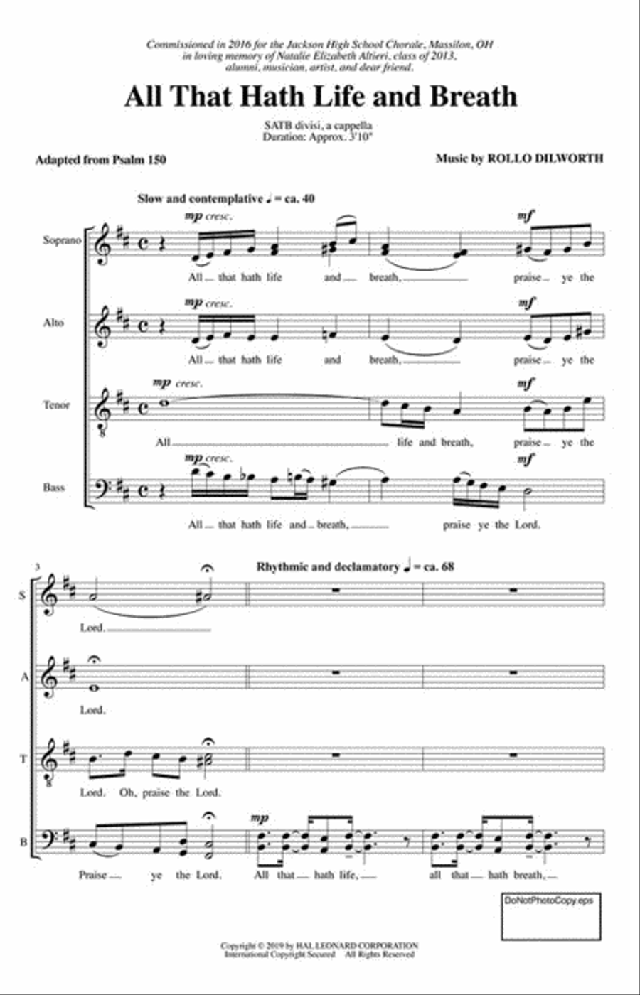 All That Hath Life and Breath Divisi scores gallery preview page 2