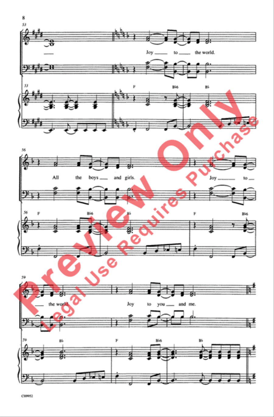 Joy to the World (Jeremiah Was a Bullfrog) 4-Part scores gallery preview page 8