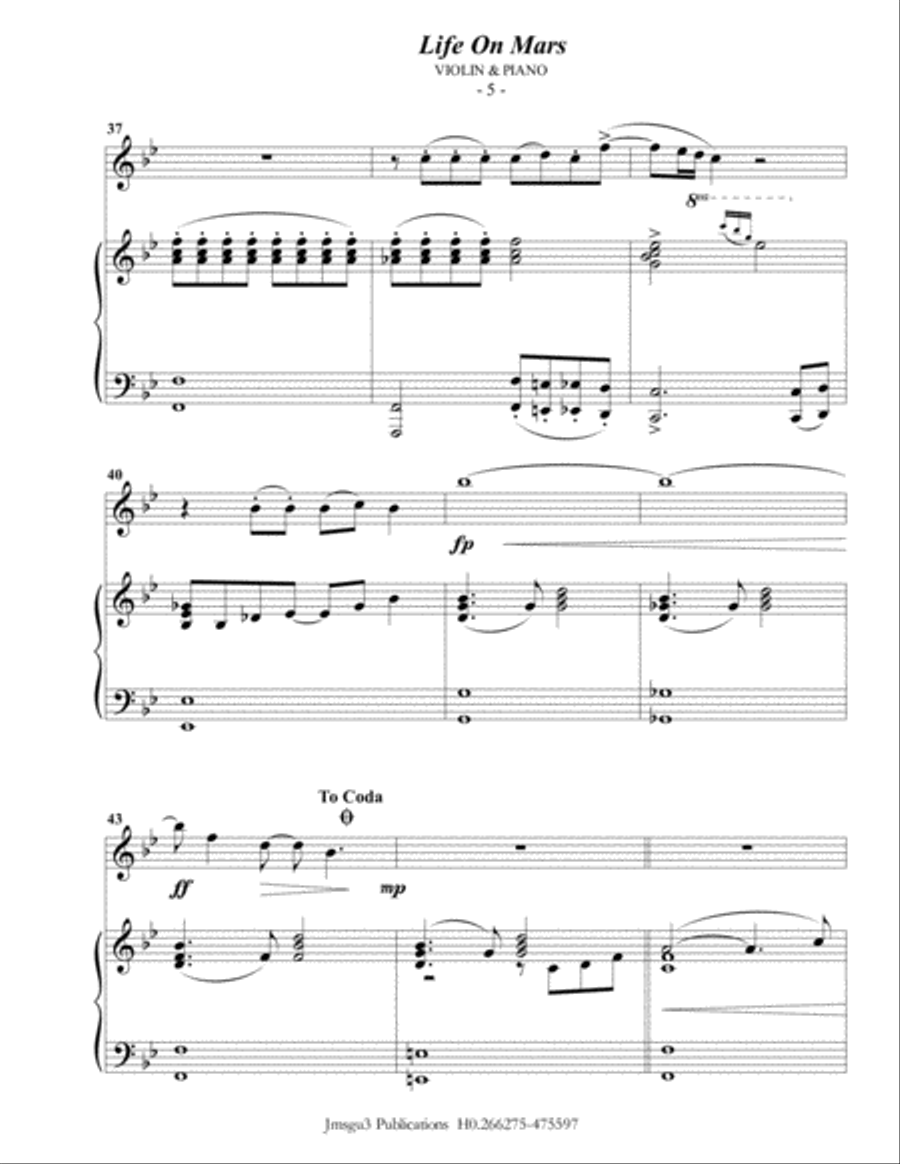 Life On Mars Violin Solo scores gallery preview page 5