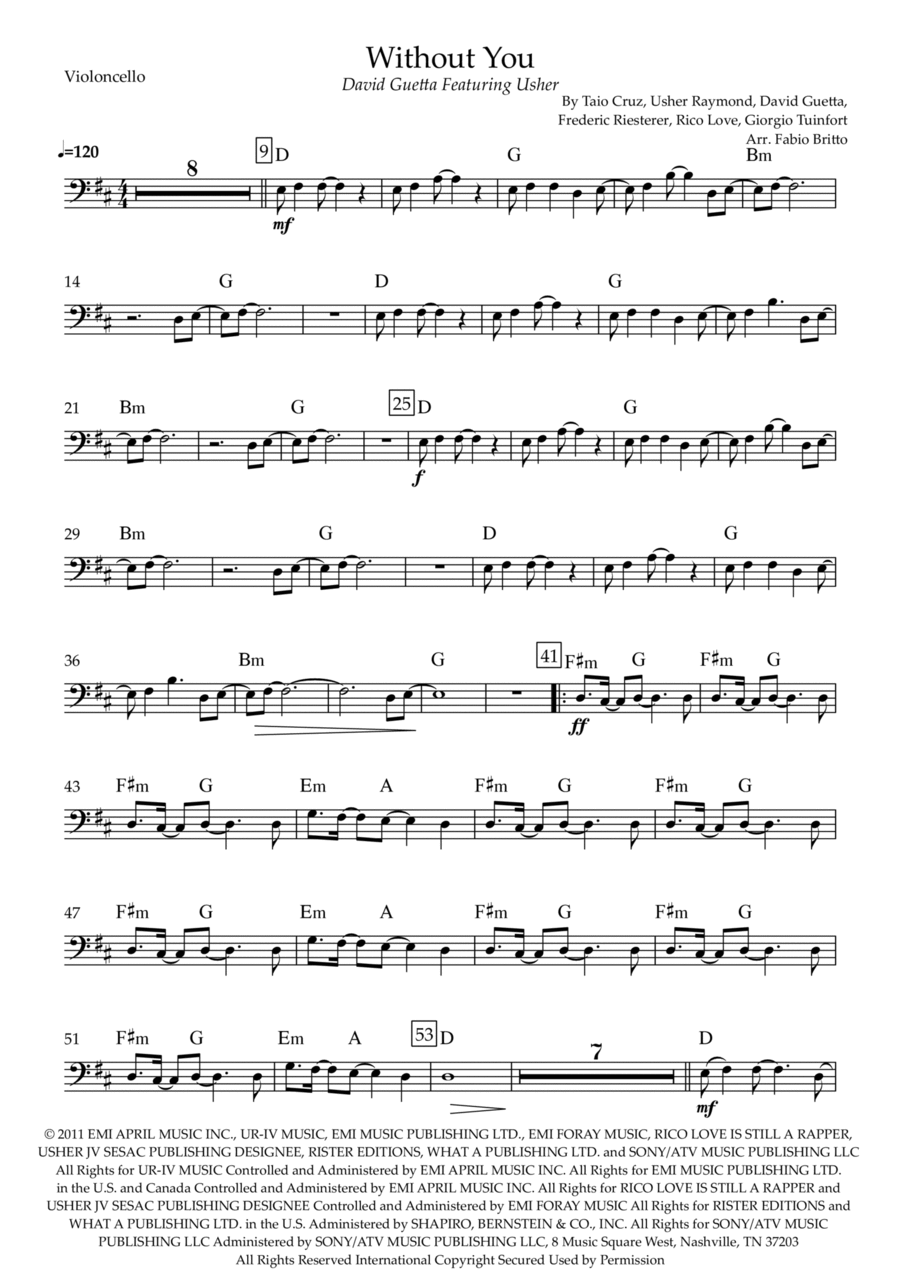 Without You Cello Solo scores gallery preview page 1