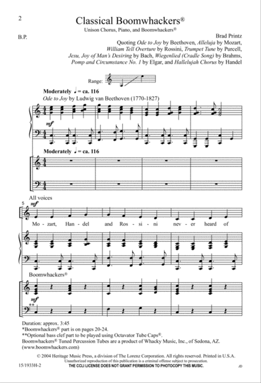 Classical Boomwhackers Unison Choir scores gallery preview page 2