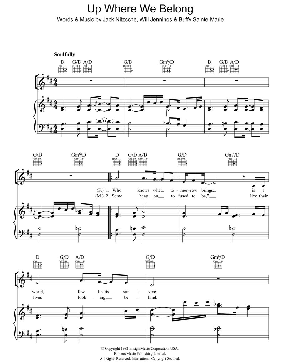 Up Where We Belong Piano, Vocal, Guitar scores gallery preview page 1