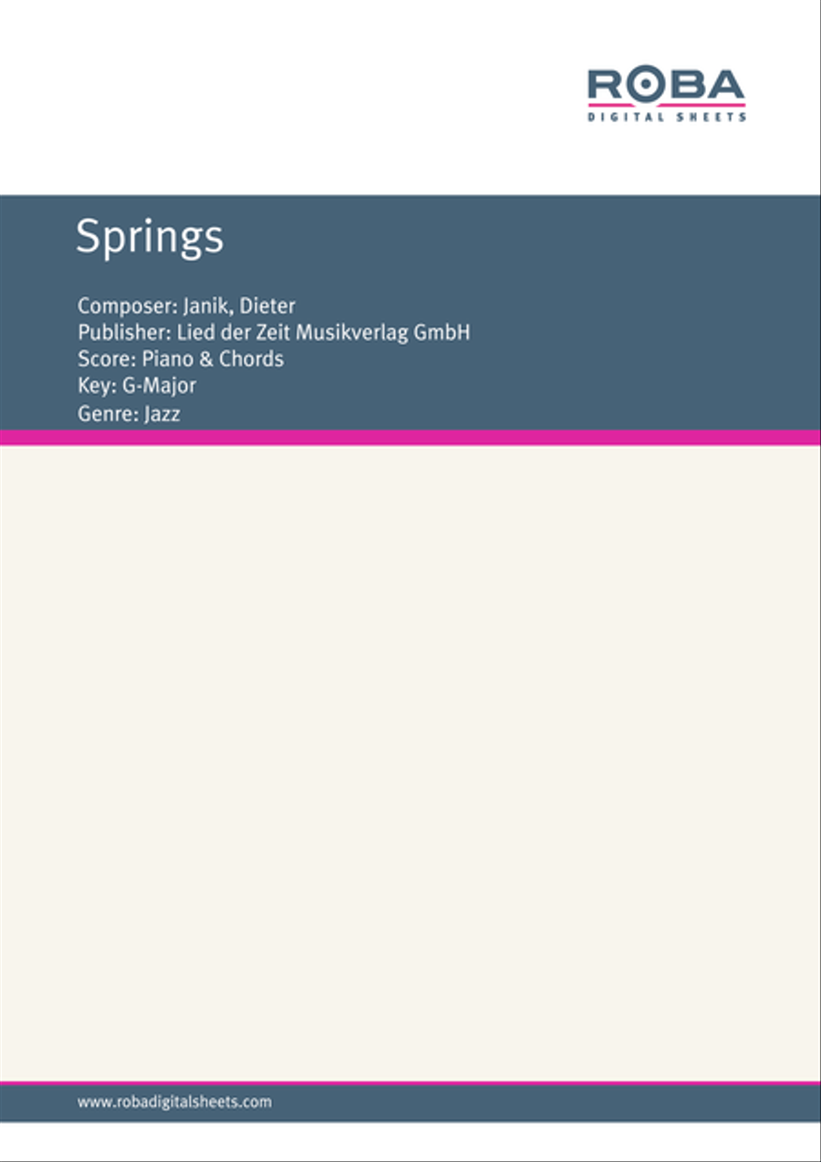 Springs Springs Piano scores gallery preview page 1