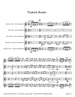 Turkish Rondo by Mozart for Saxophone Quartet in Schools