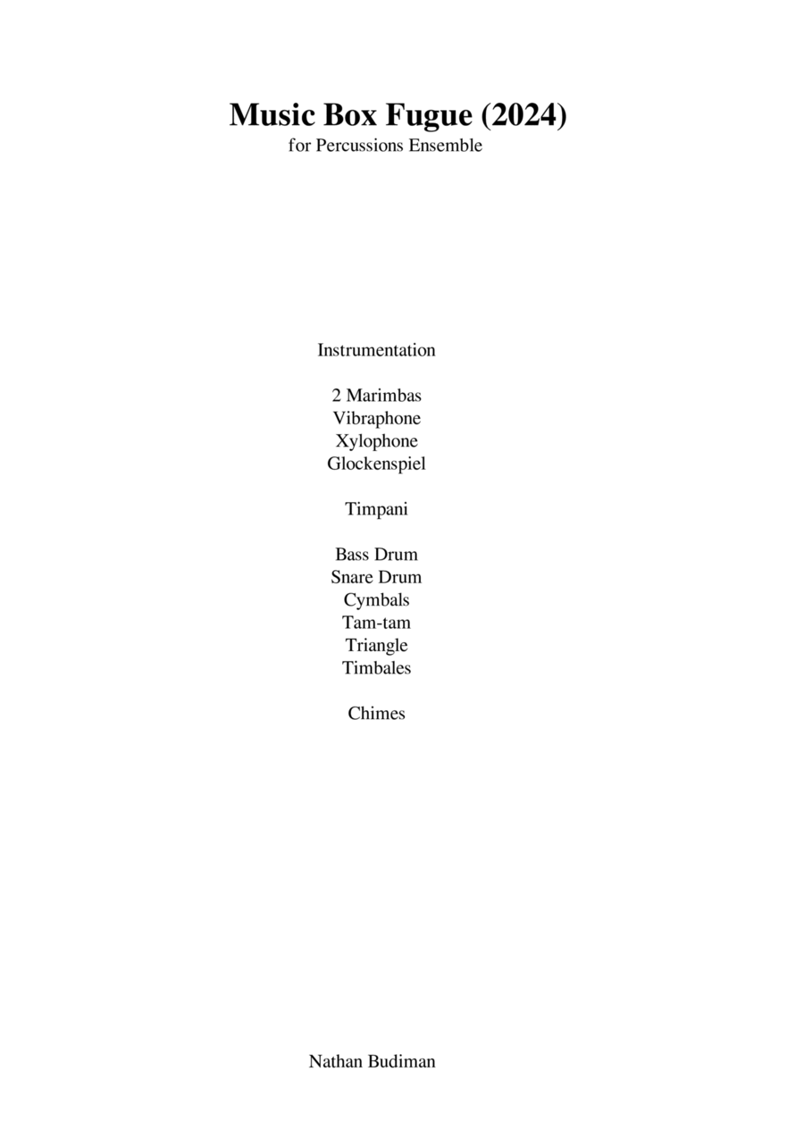 Music Box Fugue Percussion Ensemble scores gallery preview page 1