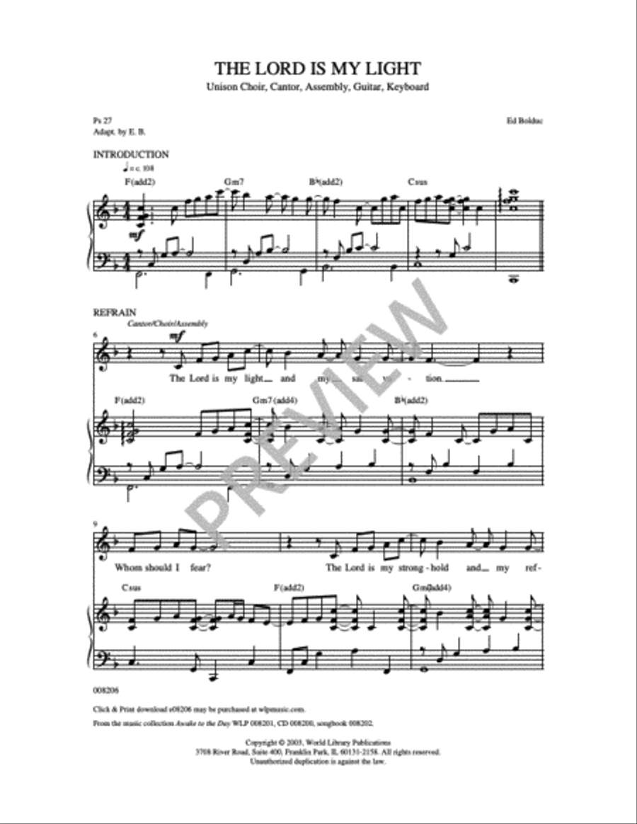The Lord is My Light Unison Choir scores gallery preview page 2