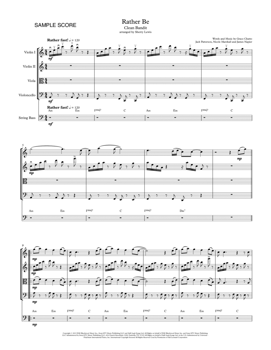 Rather Be Piano Quintet scores gallery preview page 1