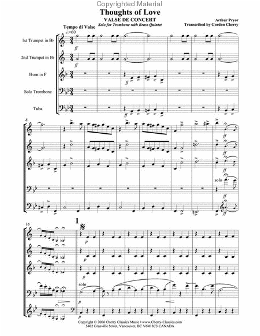 Thoughts of Love Brass Quintet scores gallery preview page 2