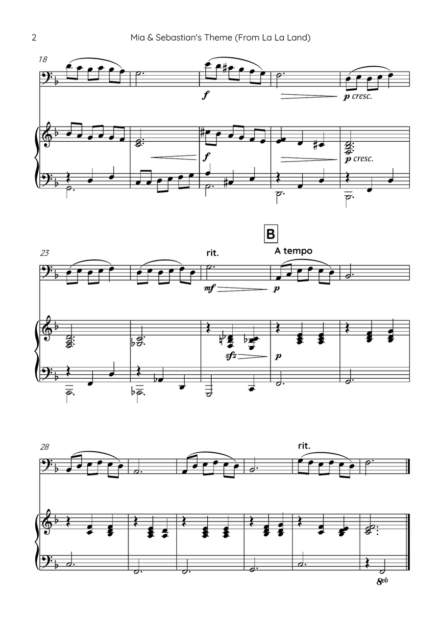 Mia & Sebastian's Theme Chamber Music scores gallery preview page 2