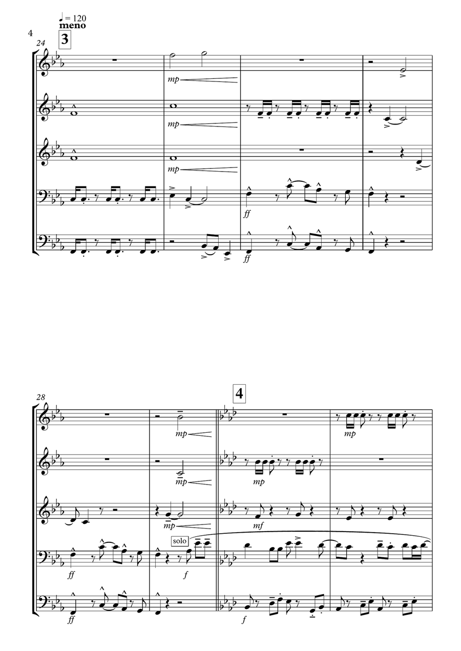 Mexican traditional Folk Pop: RAMITO DE VIOLETAS for Brass Quintet; arr. Martín Hernández Sánchez Brass Quintet scores gallery preview page 4