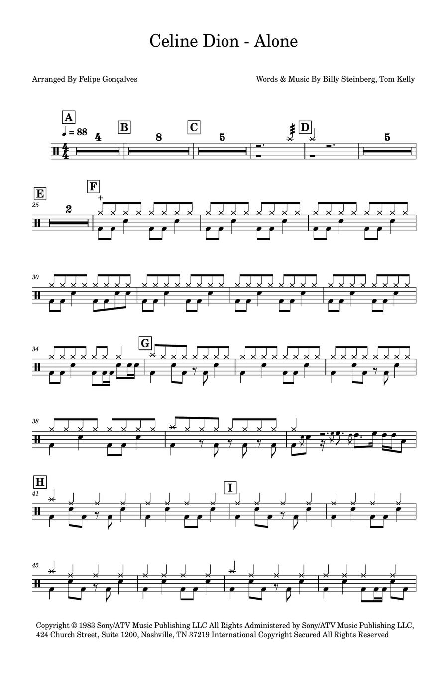 Alone Alone Drum Set scores gallery preview page 1