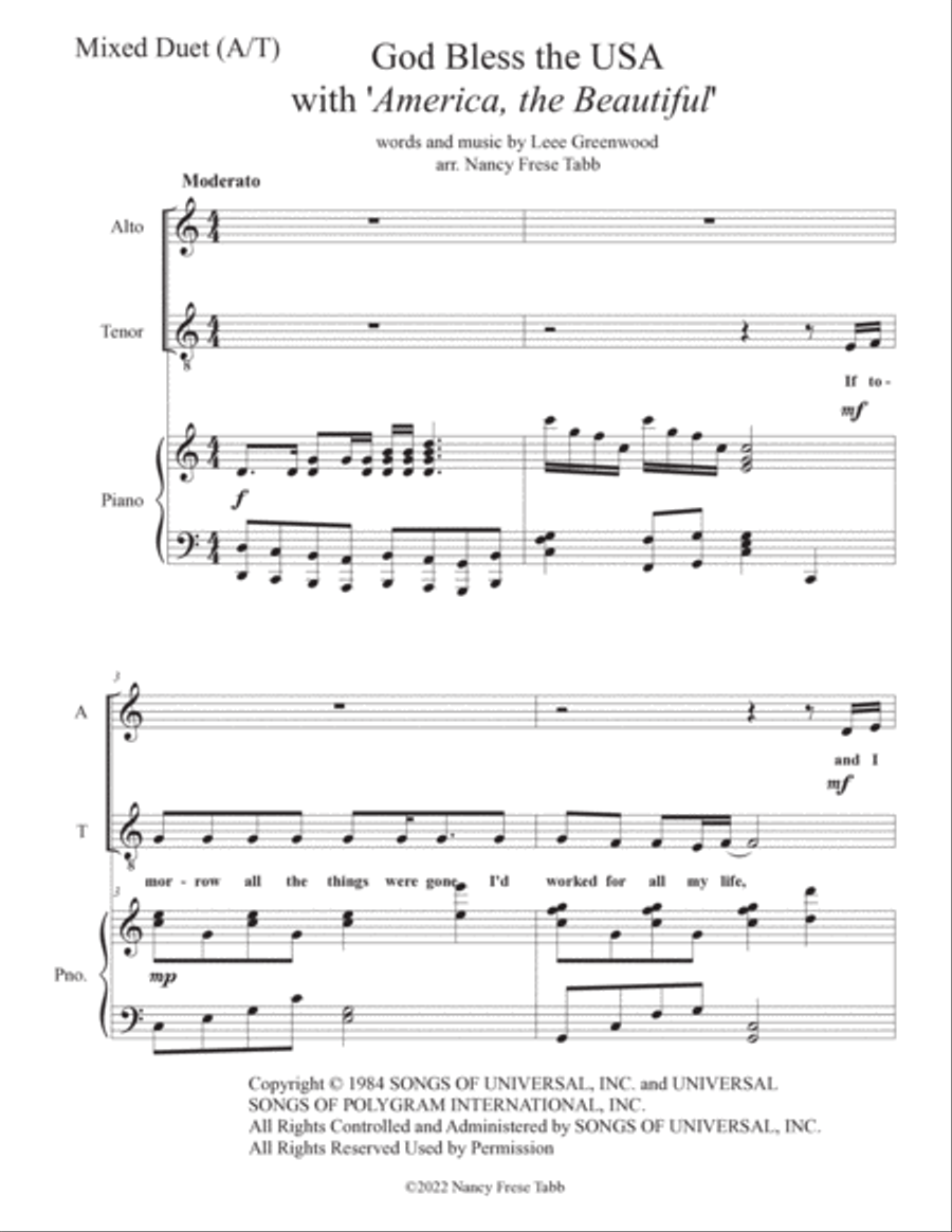 God Bless The U.s.a. God Bless The U.s.a. Vocal Duet scores gallery preview page 2