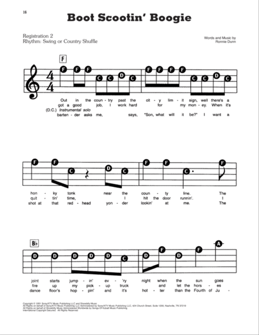 Boot Scootin' Boogie Electronic Keyboard scores gallery preview page 1