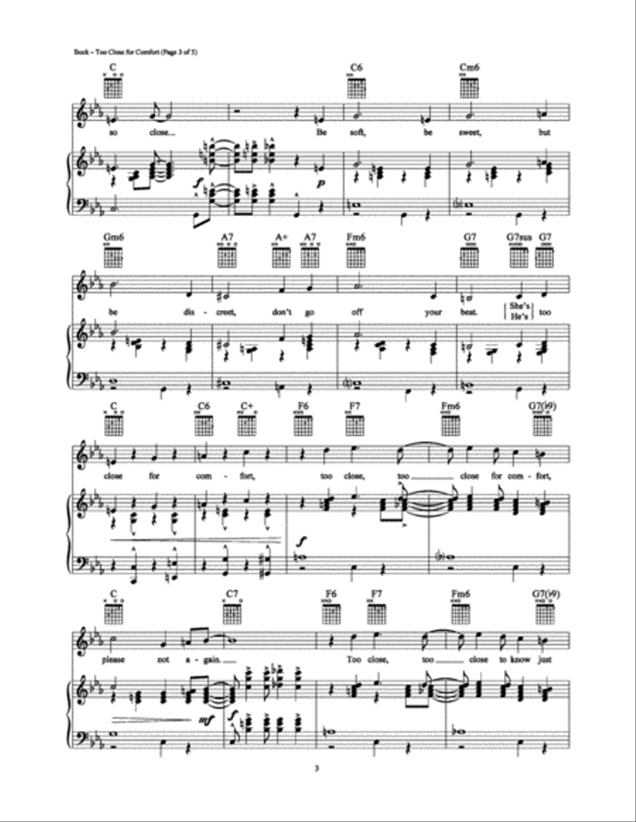 Too Close for Comfort Piano, Vocal, Guitar scores gallery preview page 3