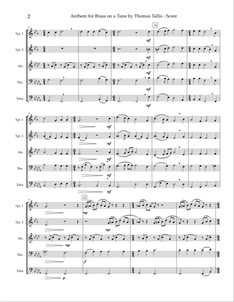 Anthem for Brass on a Tune by Thomas Tallis - brass quintet Brass Quintet scores gallery preview page 4