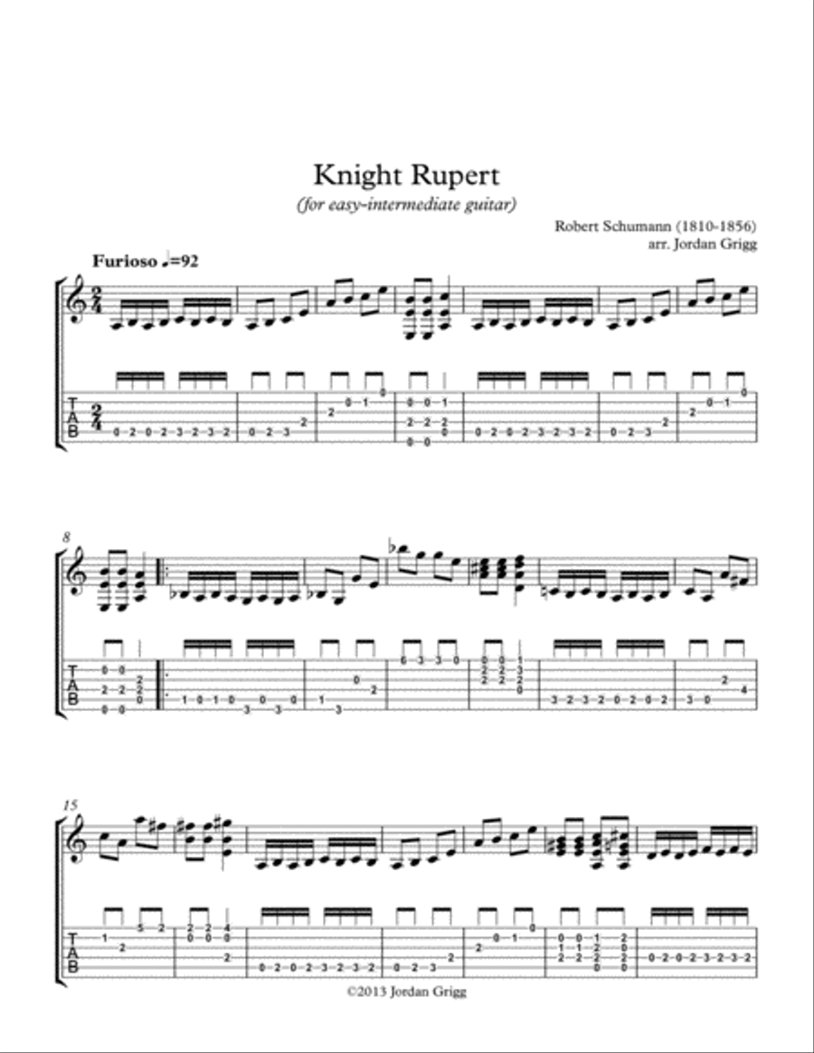 Knight Rupert (for easy-intermediate guitar) Classical Guitar scores gallery preview page 1