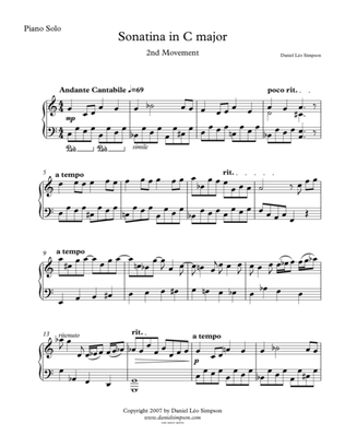 Sonatina in C for Piano Solo - 2nd Mvt.