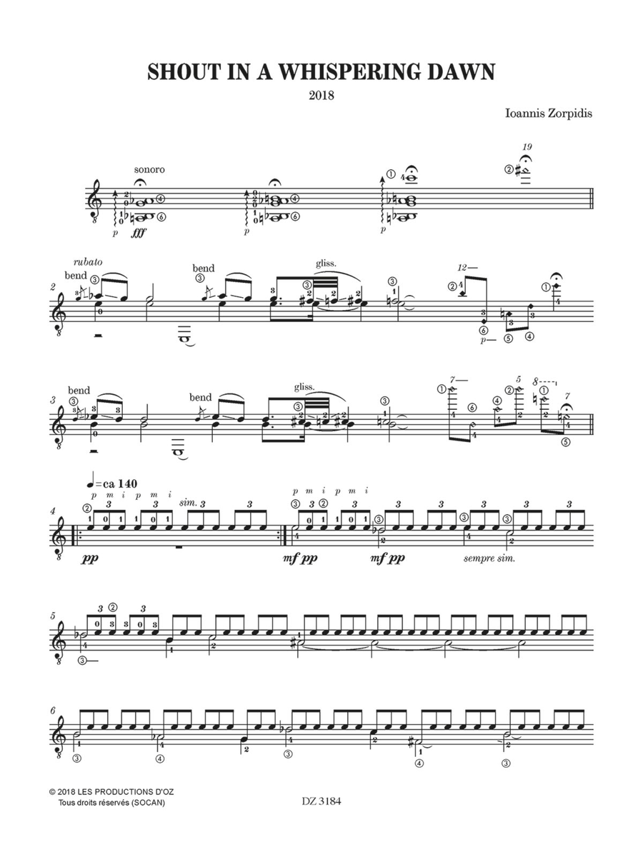 Shout in a Whispering Dawn Classical Guitar scores gallery preview page 2