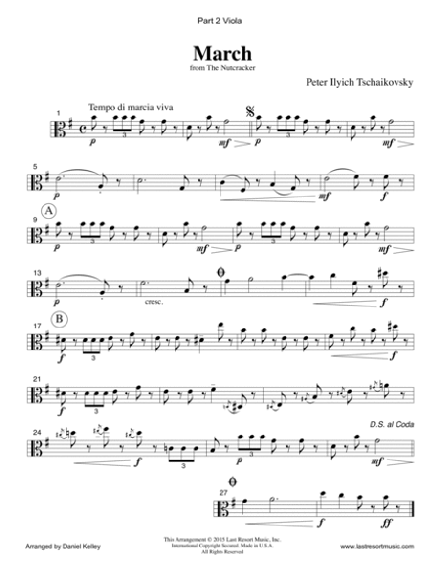 March from the Nutcracker for String Trio (Violin, Viola, Cello) Set of 3 Parts Small Ensemble scores gallery preview page 3
