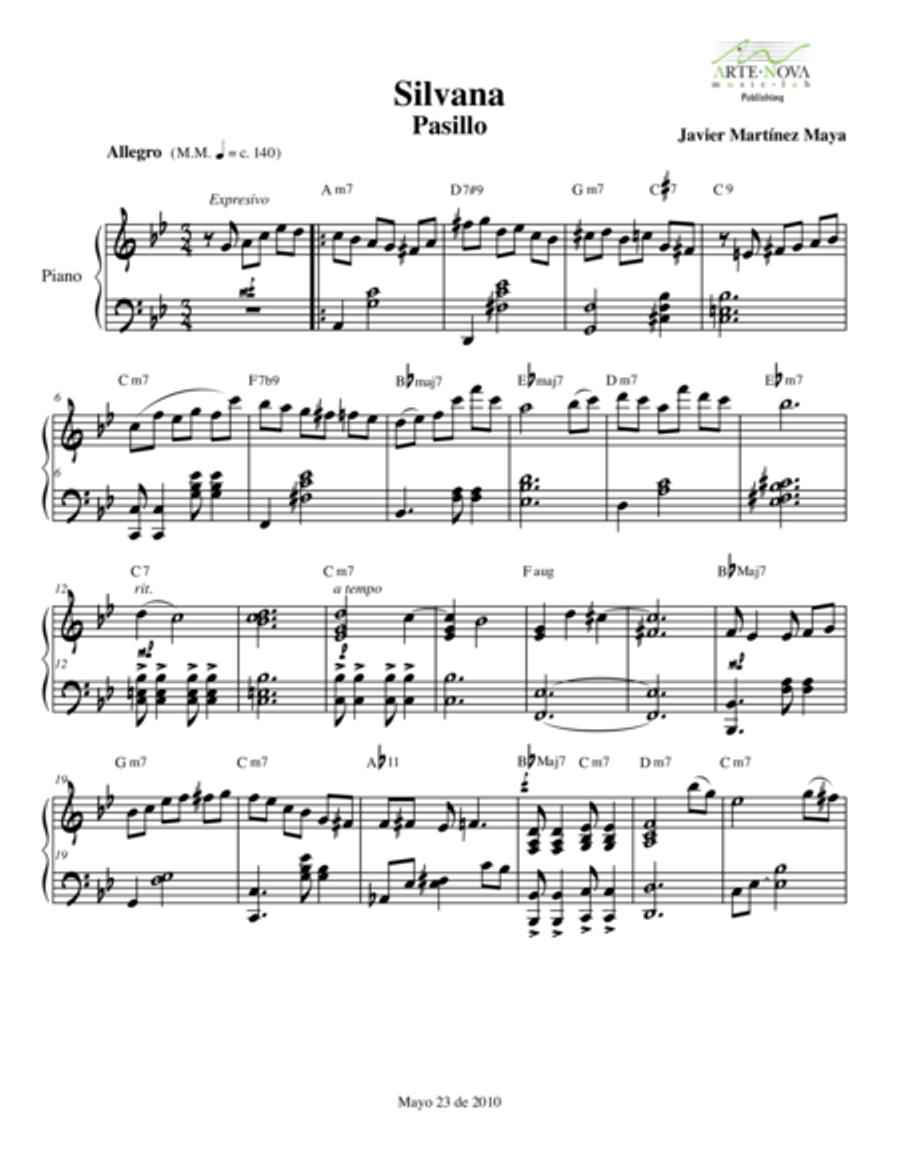 Silvana - Pasillo para Piano Piano Solo scores gallery preview page 2