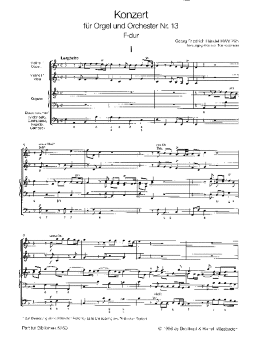 Organ Concerto (No. 13) in F major HWV 295 Orchestra scores gallery preview page 2