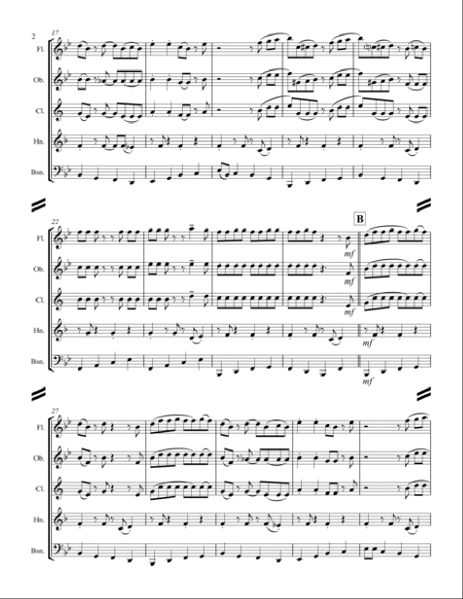 Boogie Woogie Bugle Boy Woodwind Quintet scores gallery preview page 3