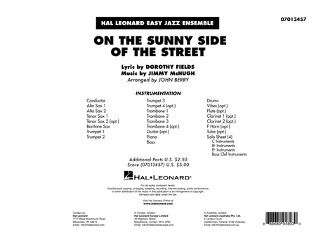 On the Sunny Side of the Street (arr. John Berry) - Conductor Score (Full Score)