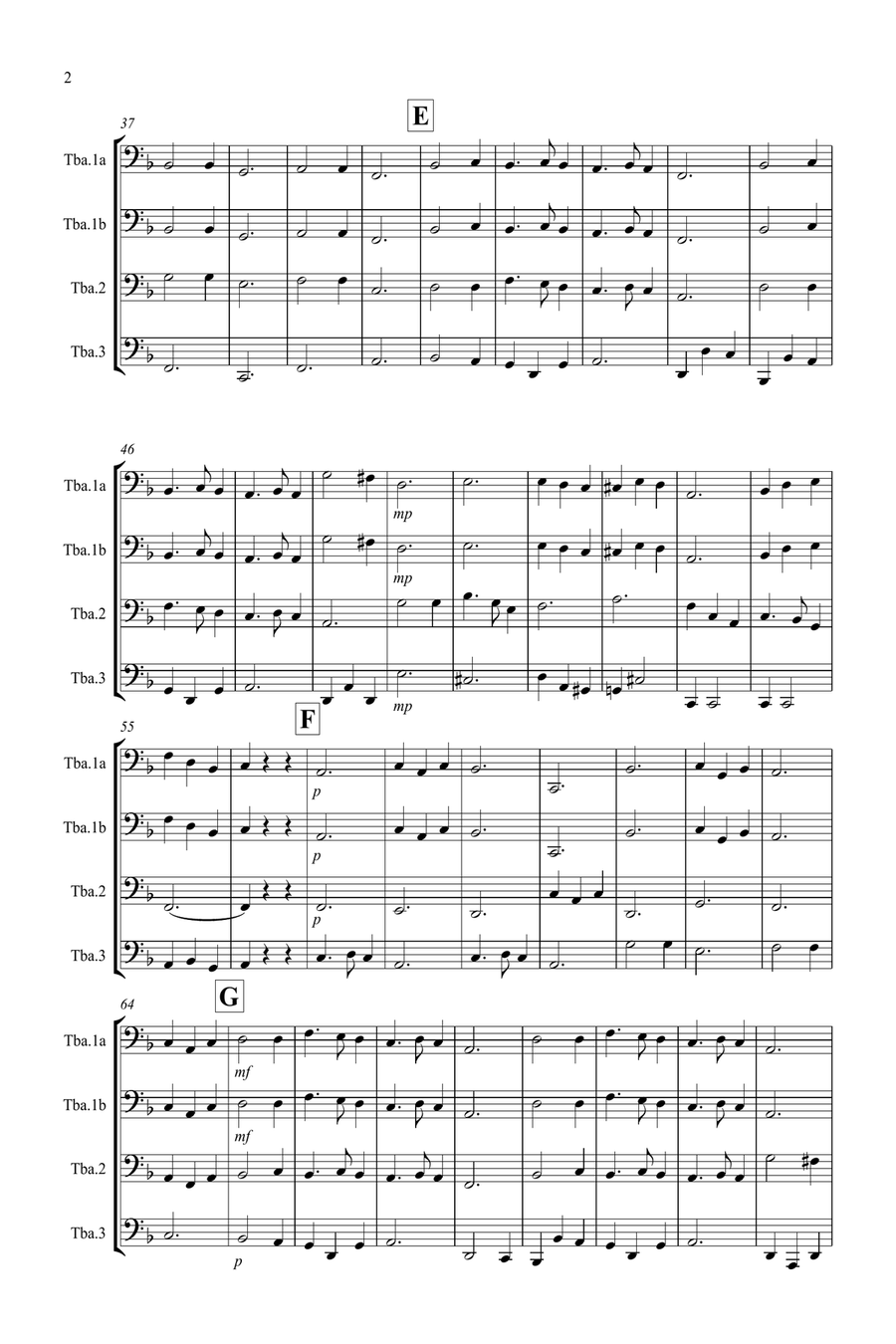 Silent Night for Tuba Trio Brass Trio scores gallery preview page 2