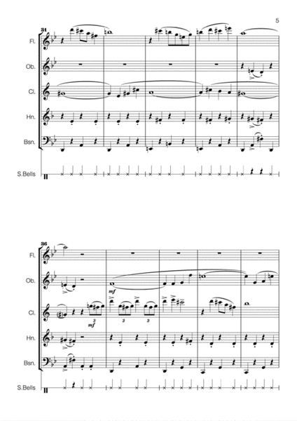 Christmas Suite for Wind Quintet (Sleigh Ride, Carols of the Bells, Silent Night, Ding Dong! ...)