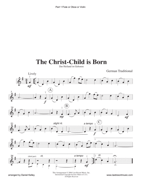 The Christ-Child is Born for String or Piano Trio (or Wind Trio or Mixed Trio)