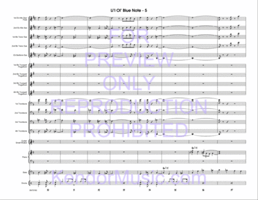 Li'l Ol' Blue Note (Full Score) Jazz Ensemble scores gallery preview page 6
