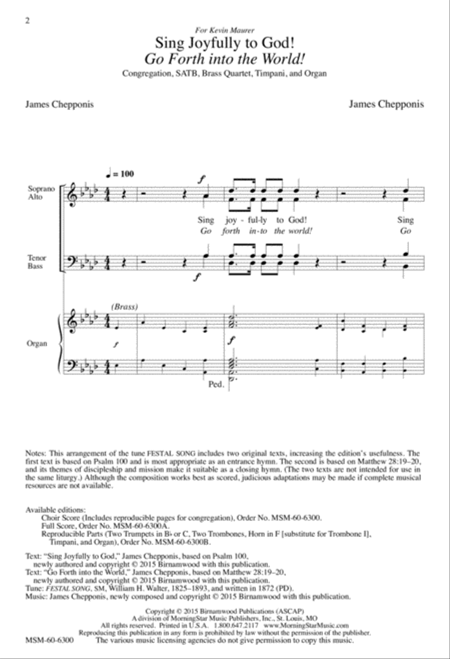 Sing Joyfully to God! Go Forth into the World! 4-Part scores gallery preview page 2